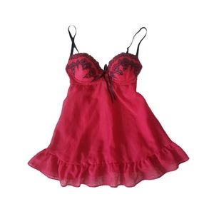 Red and black ruffled lingerie